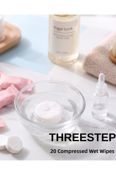 THREESTEP 20 قطعة من مناشف السفر للاستخدام مرة واحدة، مناشف وجه مضغوطة، منادي...