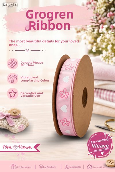 FANTASTIC KURDELE Baby Themed Grosgrain Ribbon 10 mm X 10 Meters – Baby Showe...