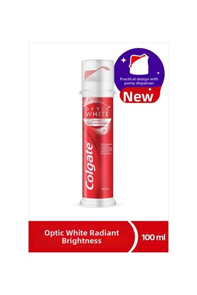 Colgate معجون أسنان أوبتيك وايت راديانت للتبييض 100 مل مع زجاجة عملية مزودة ب...