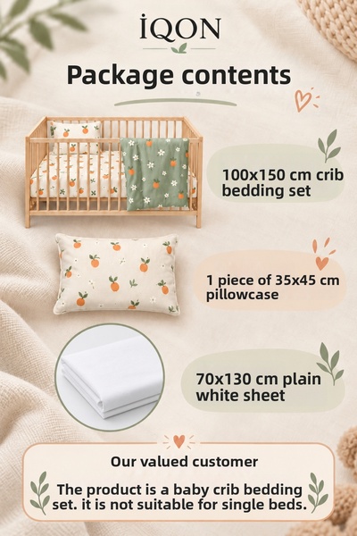 İQON 100% Cotton Baby Duvet Cover Set Colorful Horses