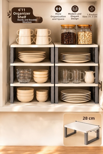 Porsima 5342 6-Piece In-Cabinet Organizer Shelf Set - Modular Foldable Kitche...
