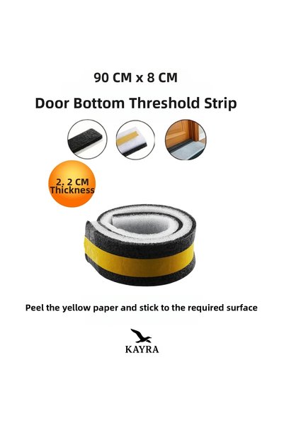 KAYRA LEATHER CRAFT 1 Piece Adhesive under Door Threshold Sponge 90 cm Thin Foam Cold Weather and Wind Insulation Strip, Sound, Dust, Pest and Insect Blocker Practical Door Seal, Heat-Saving Insulation Solution