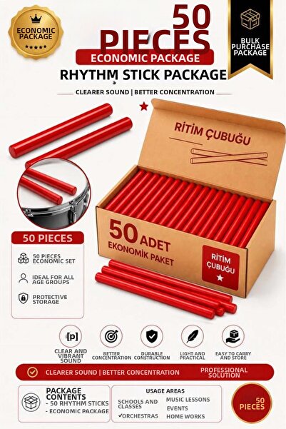 Midex Örf-BT-25RD-25X Червена ритъм палка, Комплект инструменти Örf, 25 см, о...