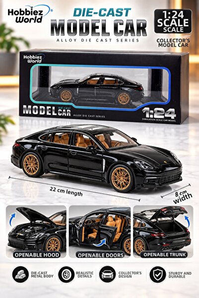 PONİKİDO 1:24 Panamera Street Edition Metal Diecast Model Car 22cm Openable D...
