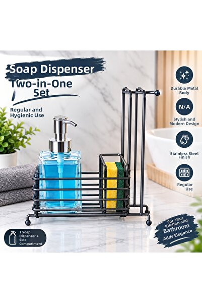 Mayaglory Double Glass Soap Dispenser with Metal Stand - Kitchen Liquid Soap ...