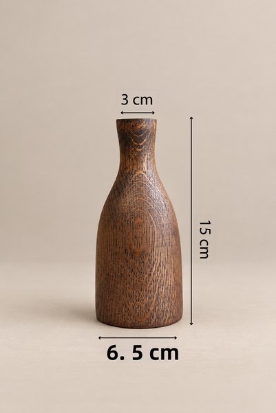 KHAKMA Mini vază din lemn - Vază decorativă mică, model de ulcior - Vază pentru flori uscate și pampas