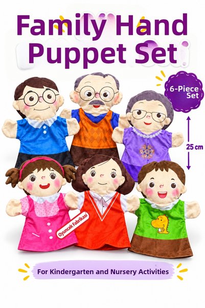 Oyuncak Fabrikası Family Hand Puppet Set of 6 25 cm Kindergarten Nursery Educ...