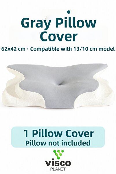 Visco Planet Gray Pillowcase 62X42 Cm, 13/10 cm Model Compatible
