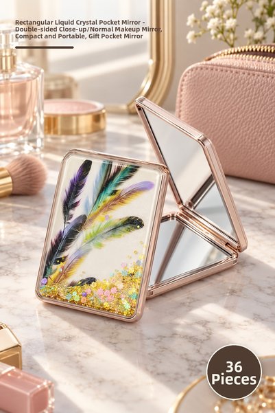 Yenilig 36 Pieces Rectangular Water-Glossy Pocket Mirrors – Double-Sided Zoom...