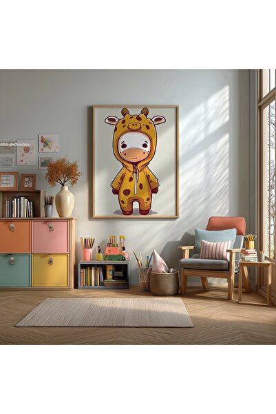 KEYFHOME Poster de pictură pe tablă MDF cu girafă în pijamale, cadou decorati...