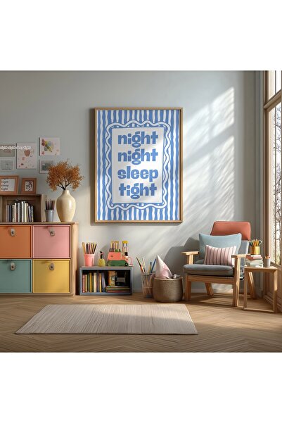 KEYFHOME Poster de pictură pe tablă MDF înrămat cu text „Noapte, noapte, dorm...