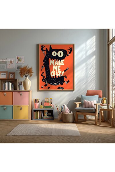 KEYFHOME Make Me Crazy Monster Poster de pictură pe MDF înrămat, cadou pentru...