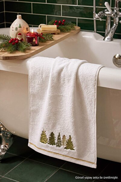 TRENDYOLMİLLA HOME Besticktes Handtuch mit Weihnachtsmotiv 45x70cm TPHAW27HVL...