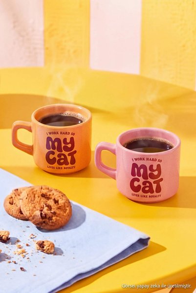 TRENDYOLMİLLA HOME 2-Piece My Cat Mug Set 8 cm - 184 ml Tphss26Up00012