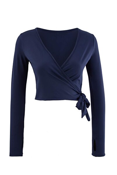 Trendyol Kollektion Marineblaue Micro-Crop-Bluse THMSS26BZ00002