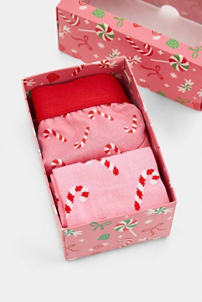 Trendyol Kollektion Rosa 2-teiliges Set aus Baumwollmischung mit Neujahrsmoti...