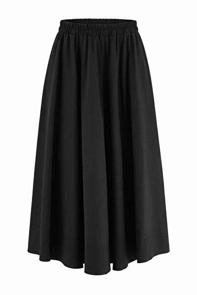 Trendyol Modest Black Flounced Poplin Maxi Long Skirt Tctaw27Ee00010