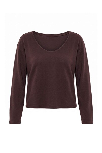 Trendyol Collection Brown Open Shoulder Relaxed/Casual Fit Loose Knitted Blou...