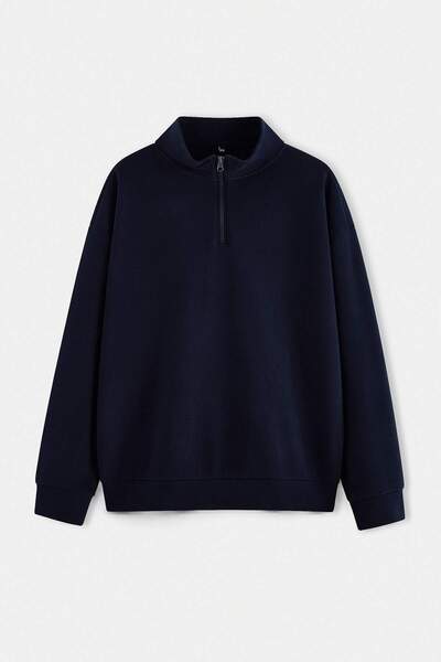 Trendyol Collection Plus Size Navy Blue Regular Fit Brushed Thessaloniki High...