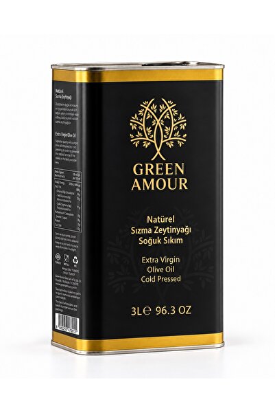 Green Amour Yeni Hasat Memecik Soğuk Sıkım, 3 Litre Naturel Sızma Zeytinyağı