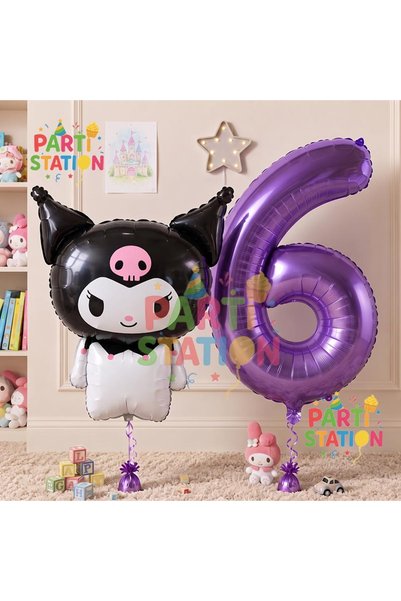 Parti Station Sanrio Black Kuromi Concept Foil Balloon and 6 Year Old Purple ...