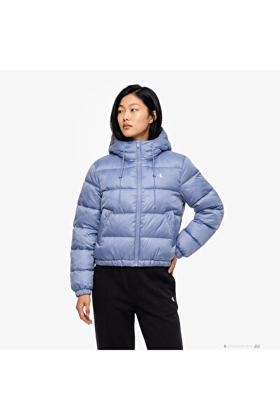 Calvin Klein Short Logo Puffer Kadın Mavi Ceket