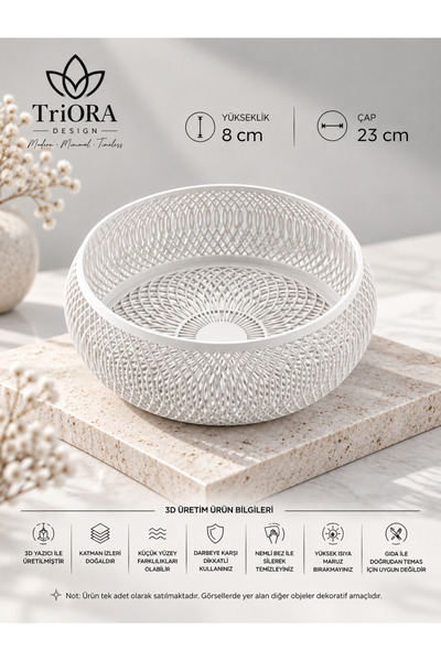 triora Helix Modern Geometric Basket Set Presentation Bowl; Decorative Spiral Zen Decorative Fruit Bowl & Presentation Bowl 8cm Height X 23cm Diameter