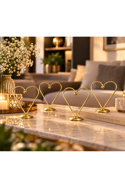 Home Hediyelik 4’lü Set Metal Kalp | Metal Biblo Seti | Hediyelik Kalp