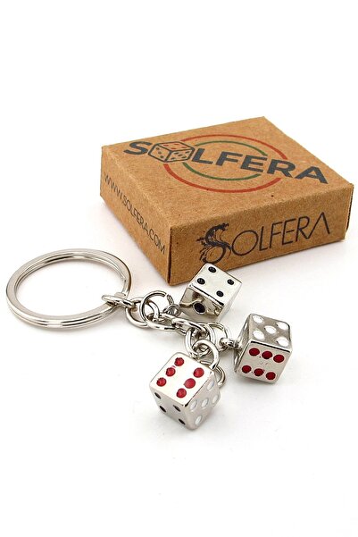 Solfera Dice Backgammon Casino Luck Dangle Triple Metal Keychain Kc017