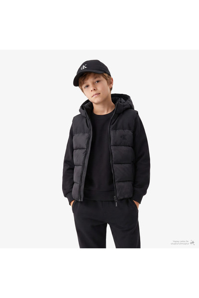 Calvin Klein Tonal Block Padded Çocuk Siyah Yelek