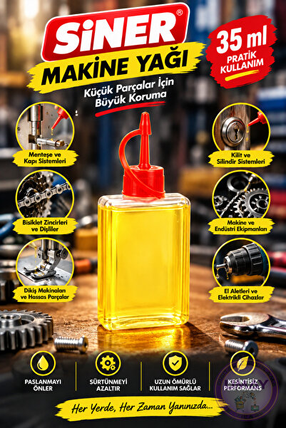 Genel Markalar SİNER Makine Yağı 35 CC Çok Amaçlı Yağlama Yağı Dikiş Makinesi...
