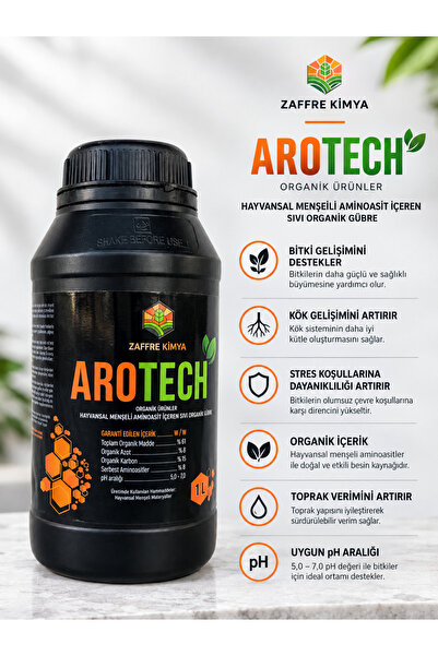 AROTECH Hayvansal Menseli Aminoasit Sıvı Organik Gübre Yüksek Kalite (%61) 1 Lt
