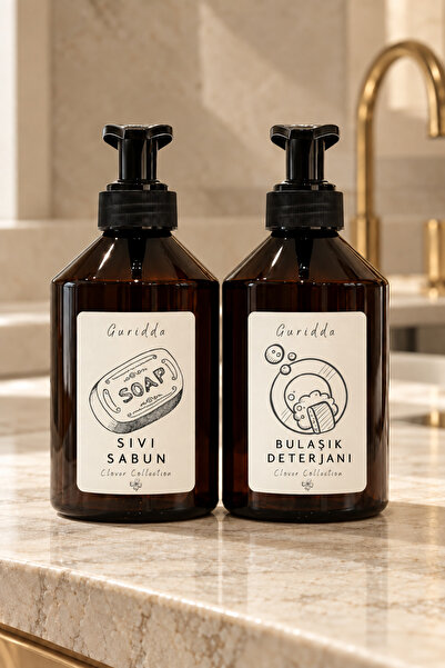 Guridda Home Design Bulaşık Deterjanı Sıvı Sabun Etiketli 500 Ml Amber Plasti...