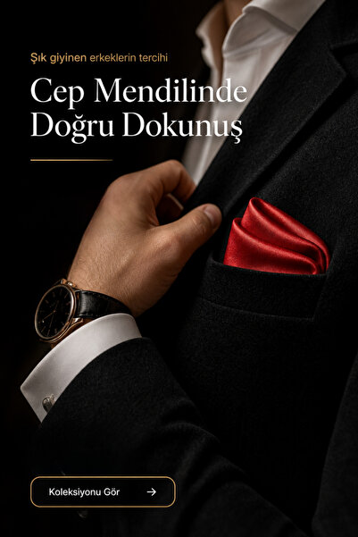 Store Kırmızı Saten Erkek Ceket Mendili – Düz Cep Mendili