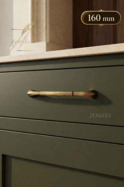 zerafev Verona 160 mm Antik Sarı Zamak Mobilya Kulp – 20 cm Dolap ve Çekmece ...