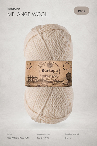 Genel Markalar Melange Wool Yünlü El Örgü Ipi K855 Taş