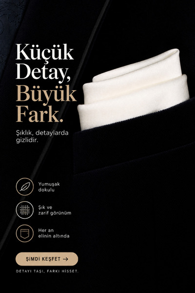Store Beyaz Saten Erkek Ceket Mendili – Düz Cep Mendili