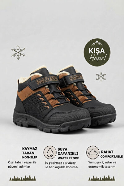welissa Fur-Lined Cold-Resistant Velcro Children's Boots with Non-Slip Sole