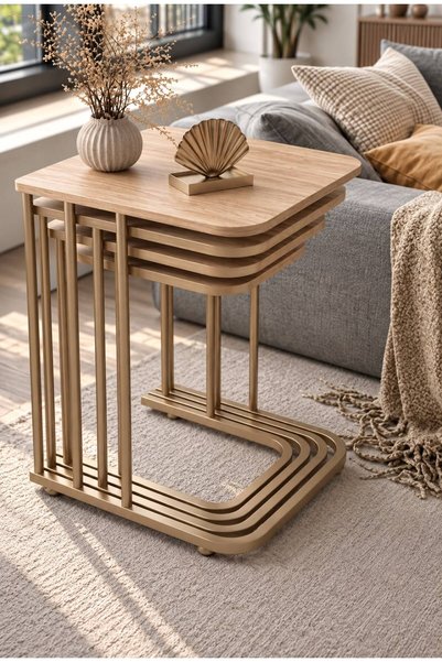 Nokta Sehpa Home 4LÜ TEKERLEK BONJ19 boya statik METAL TRAVERTEN TABLA ZİGON ...