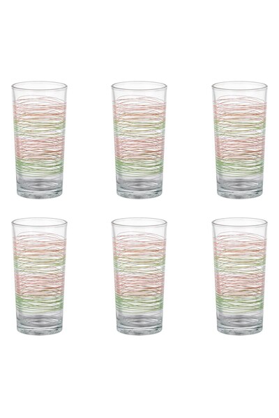 OEM Set 6 pahare din sticlă transparentă "Lines" 250ml