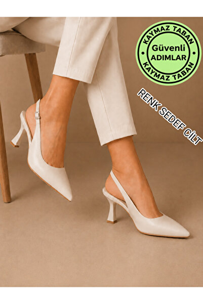 oliviashoes KADIN CİLT TOKALI SİVRİ BURUN ŞIK 9 CM TOPUKLU STİLETTO AYAKKABI