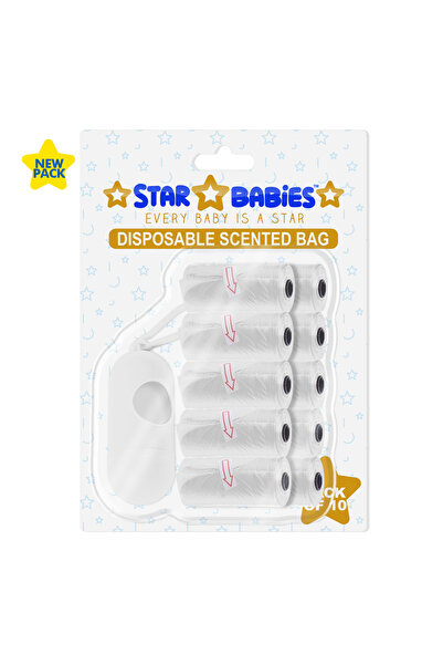 STAR BABiES Scented Bag W/ Dispenser Blister - Pack of 10 - White