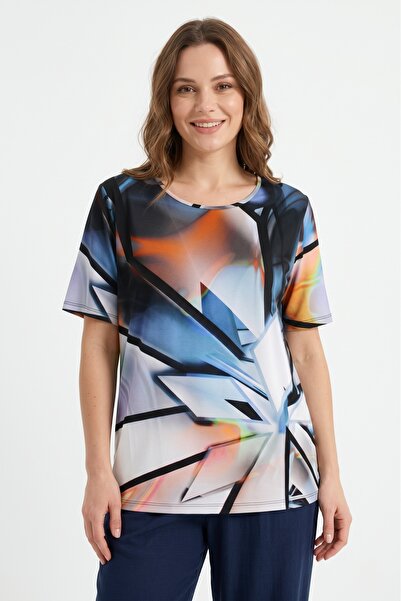 YXL COLLECTION Tricou pentru femei, mărime mare, din lycra, cu decolteu rotun...