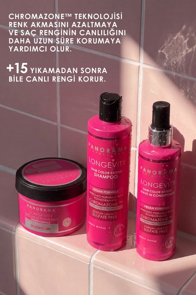 PANORAMA PROFESSIONAL Longevity - Rinse-Free Liquid Hair Conditioner for Dyed Hair - Pomegranate Pigmented - Sulfate-Free