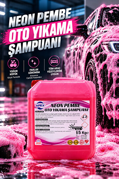 Apex Pembe Renkli Oto Yıkama Köpüğü, 5 Kg Konsantre Renkli Şampuan, Pembe Köp...