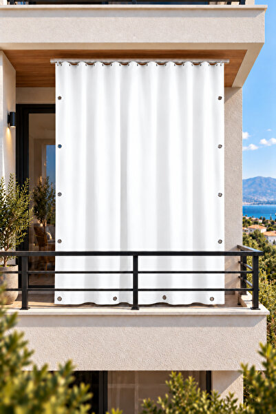 ALTINPAMUK White Eyelet Balcony Curtain with Options in All Sizes Ty901