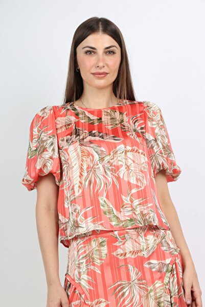 mica Floral Chiffon Short-Sleeve Top
