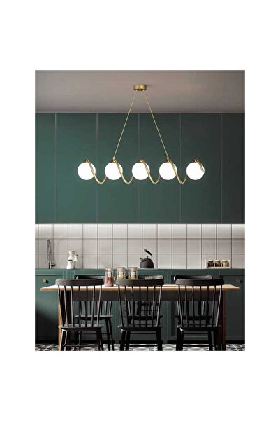 Sueva Candelabru suspendat cu 5 globuri, auriu, E27, 90 x 15 x 100 cm