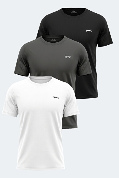 Slazenger ODALIS ΣΕΤ 3 ΤΕΜΑΧΙΩΝ Ανδρικό T-Shirt σε Λευκό - Μαύρο - Σκούρο Γκρι
