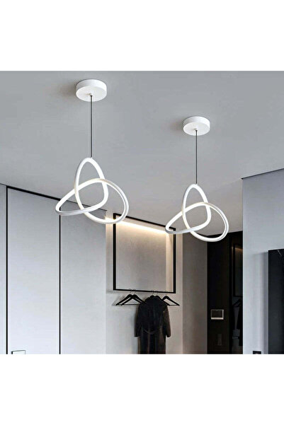 LightPlanet Lustră suspendată LED albă cu două inele, echivalent 200W